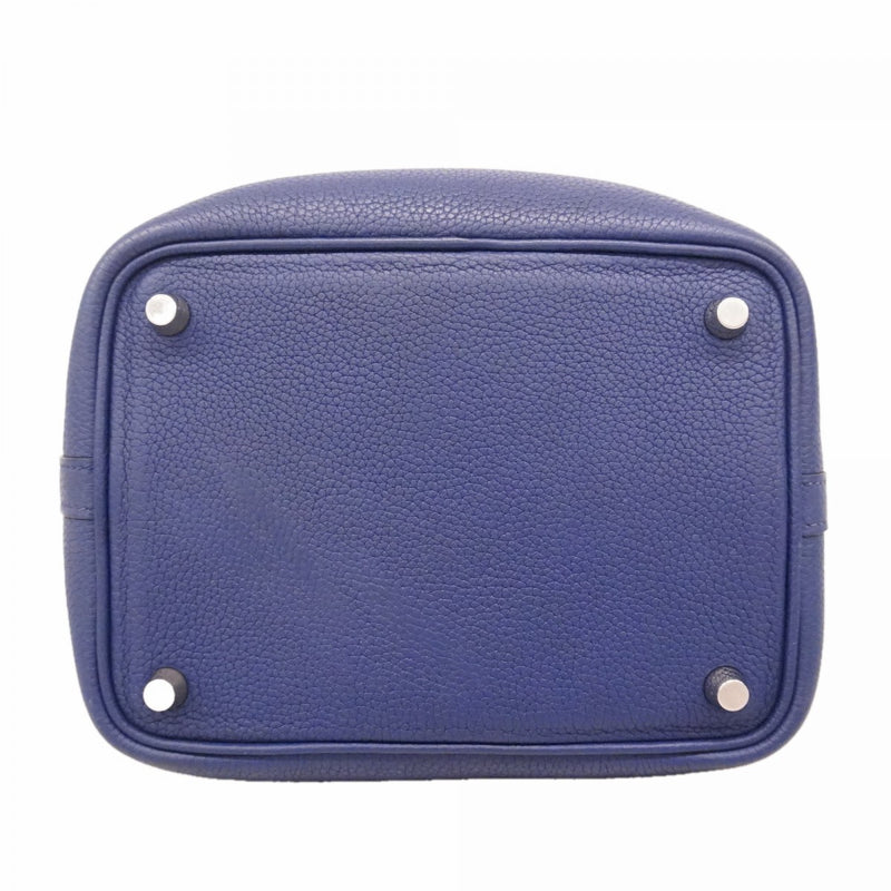 【6fd5899】エルメス ハンドバッグ ピコタンロックPM トリヨンモーリス ブルーアンクル シルバー金具 C刻印【中古】レディース