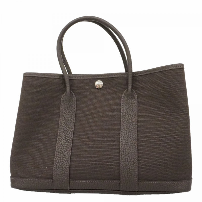 【6fd5901】エルメス ハンドバッグ ガーデンパーティTPM トワルミリタリー エベーヌ シルバー金具 G刻印【中古】レディース