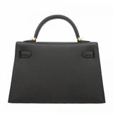 【6fd5906-g】エルメス ハンドバッグ ミニケリー2 ヴォーエプソン ブラック ゴールド金具 G刻印 2wayバッグ【中古】レディース