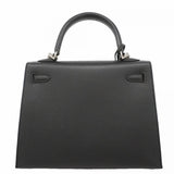 【6fd5908-g】エルメス ハンドバッグ ケリー25 ヴォーエプソン ブラック シルバー金具 W刻印 2wayバッグ【中古】レディース