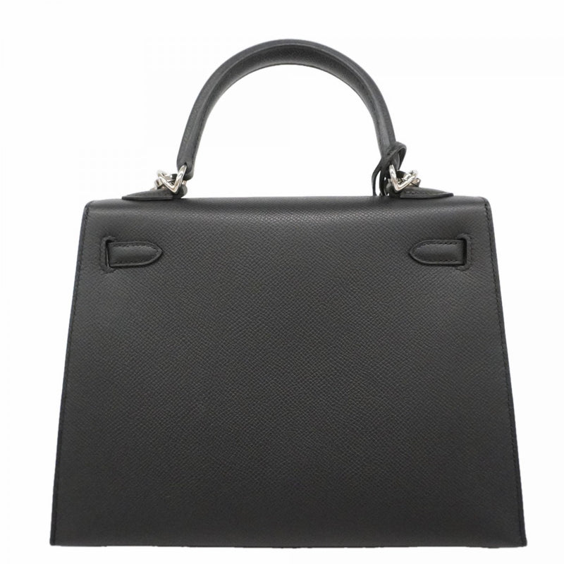 【6fd5908-g】エルメス ハンドバッグ ケリー25 ヴォーエプソン ブラック シルバー金具 W刻印 2wayバッグ【中古】レディース