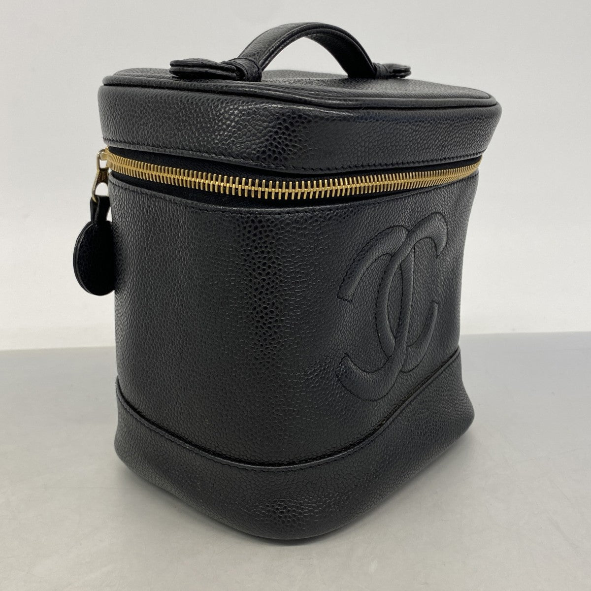 【6fd5913】シャネル バニティバッグ キャビアスキン ブラック ゴールド金具【中古】レディース