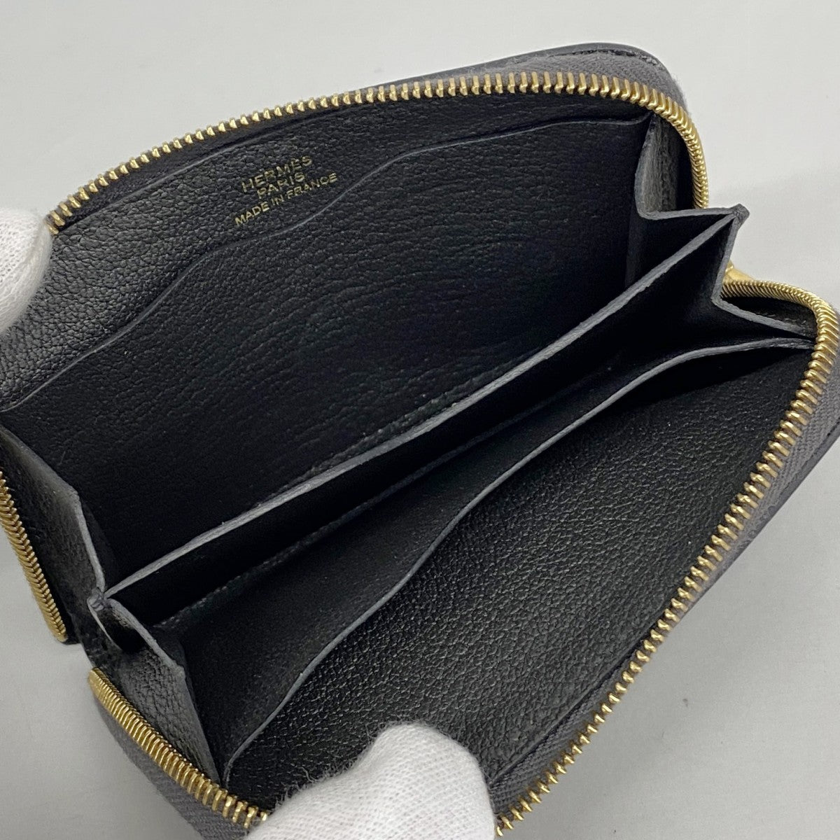 【6fd5922】エルメス コインケース ジップアンゴーコンパクト エバーカラー グリミスティ ゴールド金具 B刻印【中古】レディース