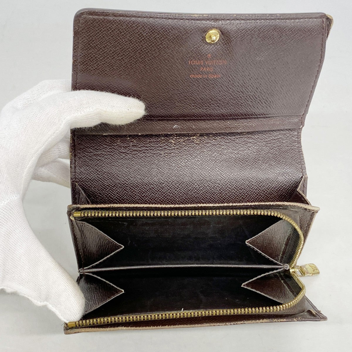【6fd5925】ルイヴィトン 財布 ダミエ ポルトフォイユトレゾール N61736 エベヌ【中古】レディース