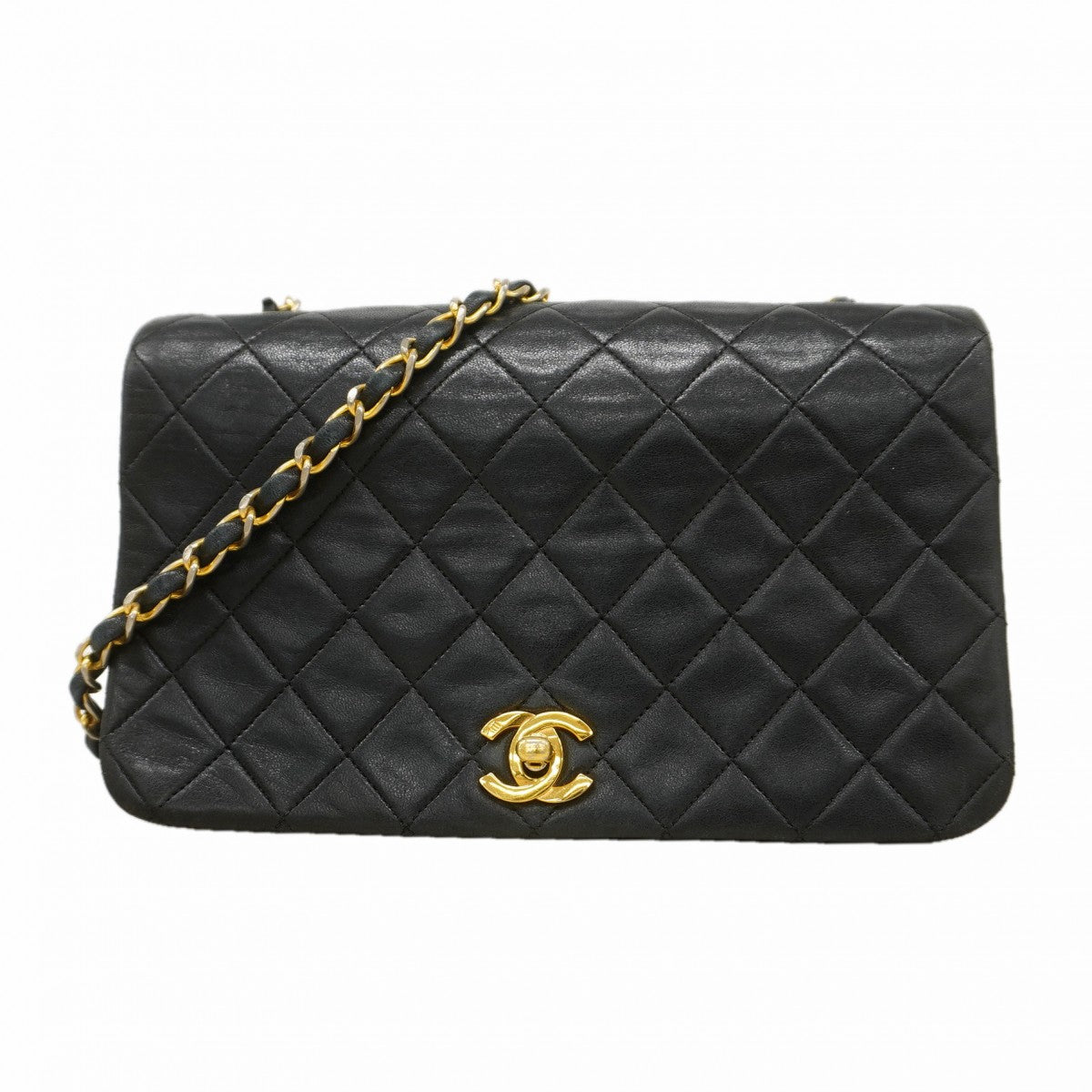 【6fd5928】シャネル ショルダーバッグ マトラッセ チェーンショルダー ラムスキン ブラック ゴールド金具【中古】レディース