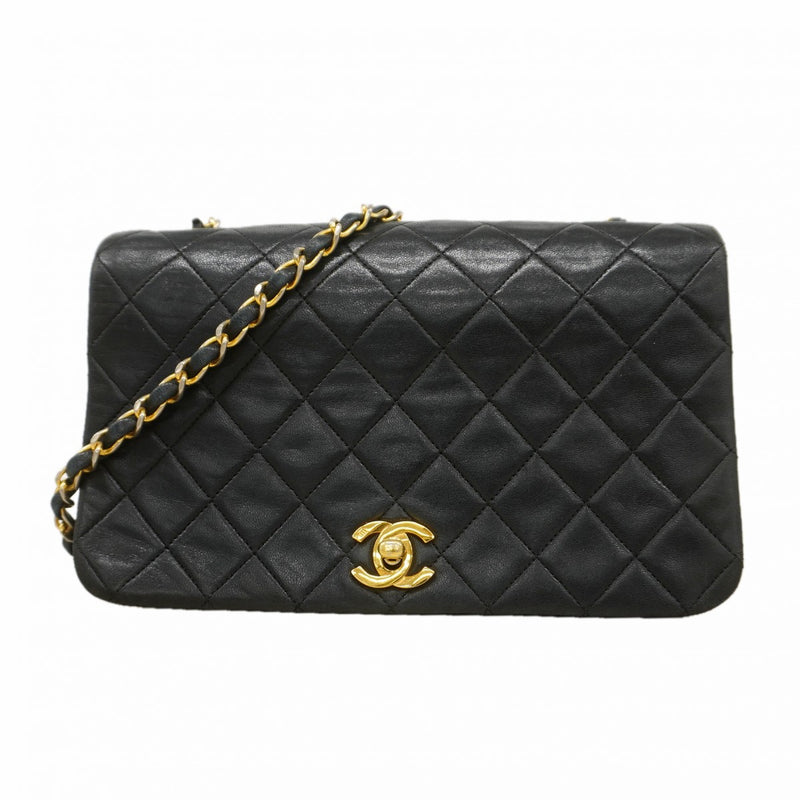 【6fd5928】シャネル ショルダーバッグ マトラッセ チェーンショルダー ラムスキン ブラック ゴールド金具【中古】レディース