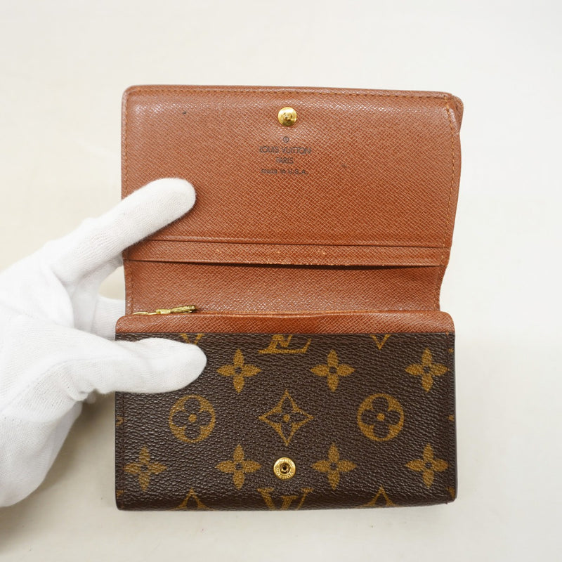 【6fd5935】ルイヴィトン 財布 モノグラム ポルトモネビエトレゾール M61730 ブラウン【中古】レディース