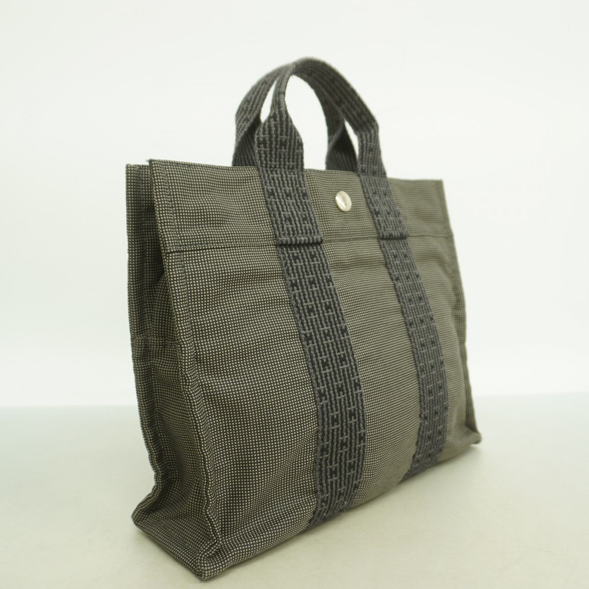 【6fd5939】エルメス ハンドバッグ エールラインPM キャンバス グレー シルバー金具【中古】メンズ レディース ユニセックス