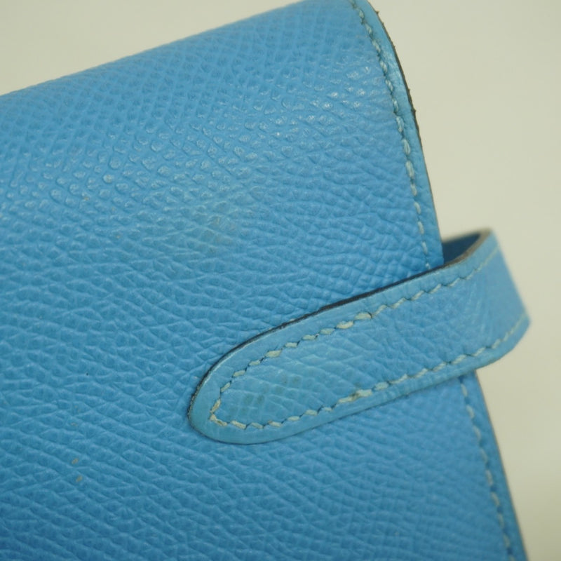 【6fd5940】エルメス 長財布 ケリーウォレット ヴォーエプソン アズール シルバー金具 T刻印【中古】メンズ レディース ユニセックス