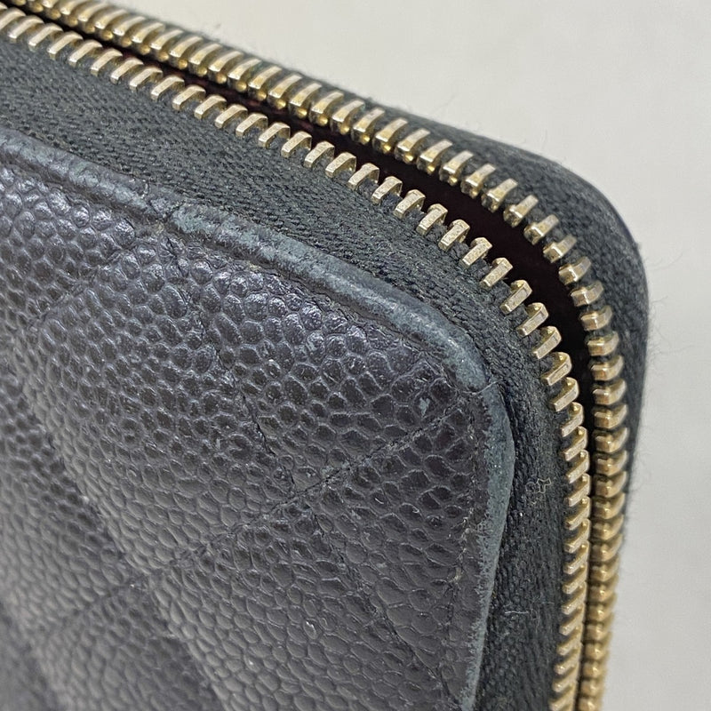 【6fd5952】シャネル 長財布 マトラッセ キャビアスキン ブラック シャンパンゴールド金具【中古】レディース