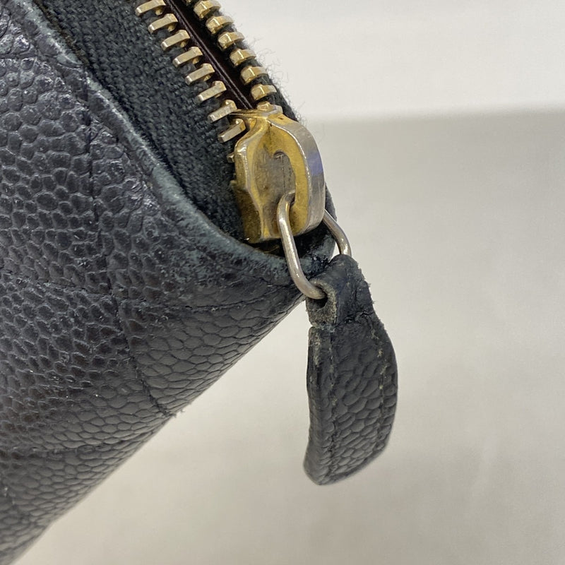 【6fd5952】シャネル 長財布 マトラッセ キャビアスキン ブラック シャンパンゴールド金具【中古】レディース