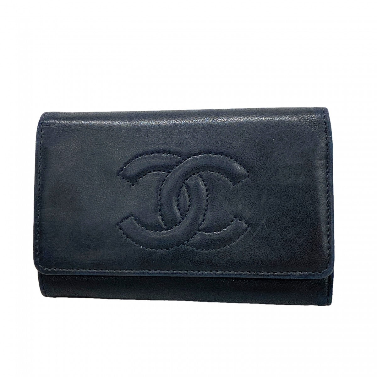 【6fd5953】シャネル キーケース モノグラム ラムスキン ブラック ゴールド金具【中古】レディース