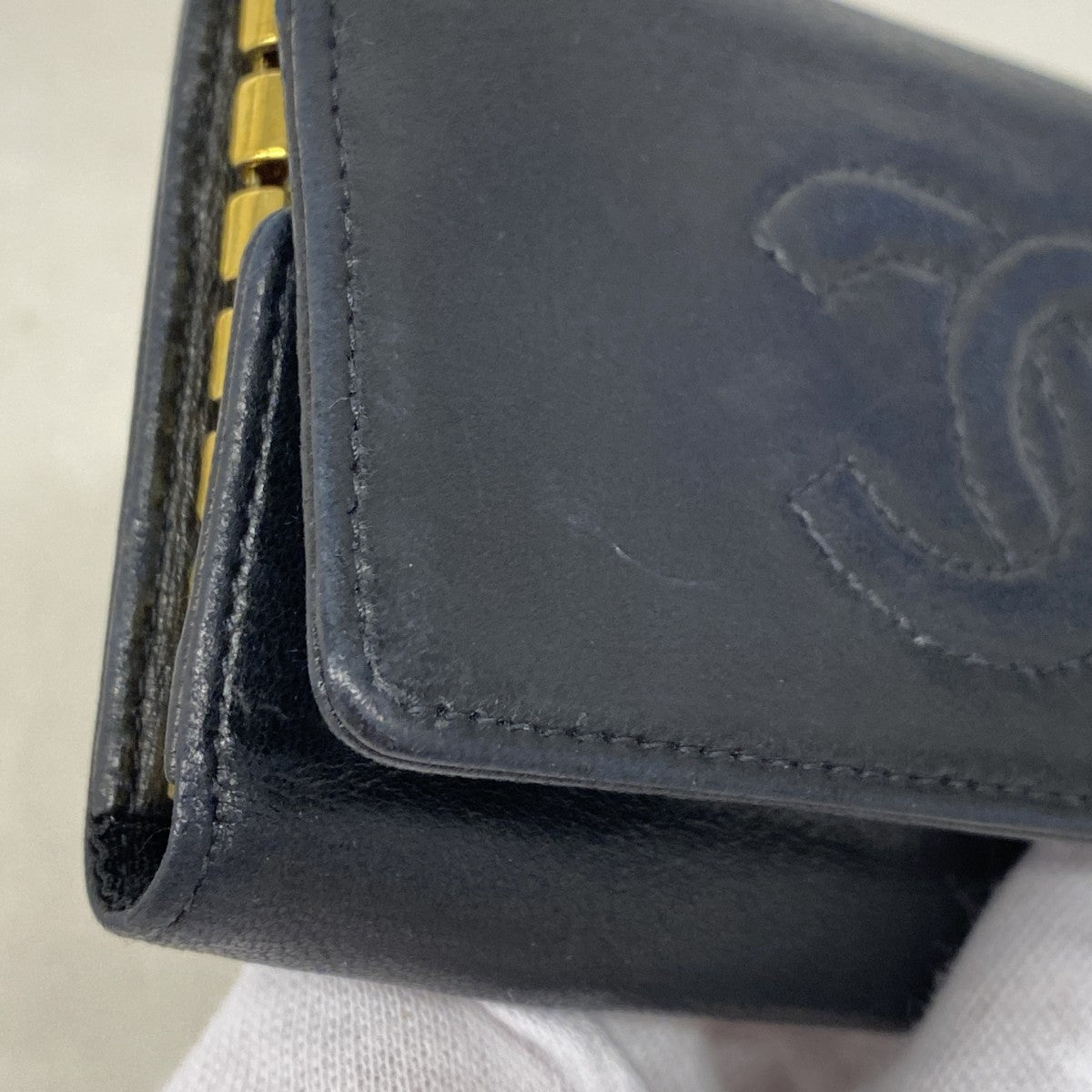 【6fd5953】シャネル キーケース モノグラム ラムスキン ブラック ゴールド金具【中古】レディース