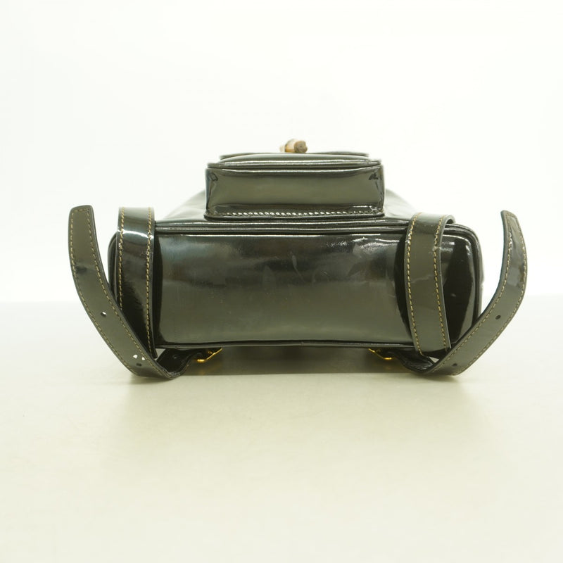 【6fd5955】グッチ リュック・デイパック バンブー 003 1705 0030 エナメル ブラック ゴールド金具【中古】レディース