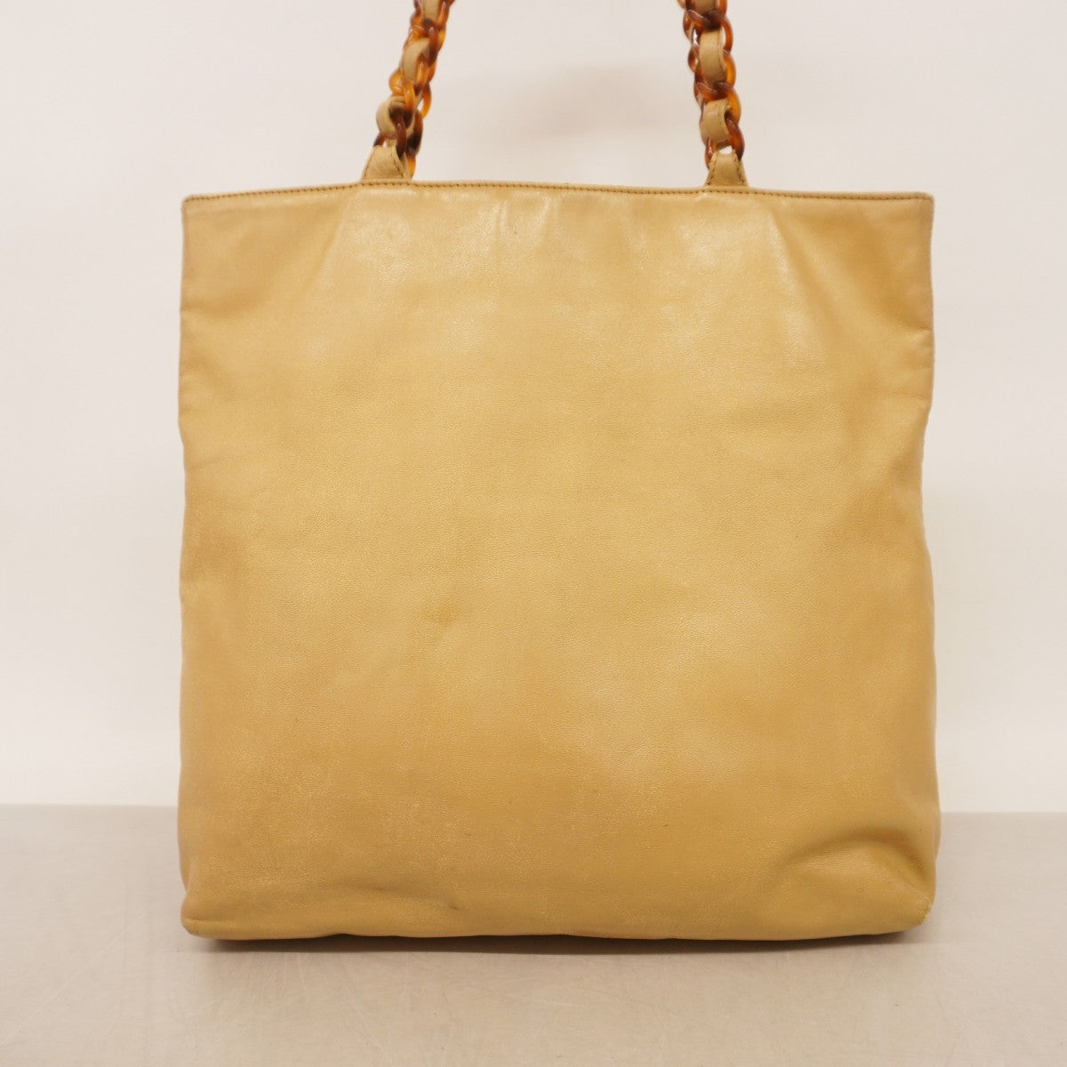 【6fd5964】シャネル トートバッグ ラムスキン ベージュ ゴールド金具【中古】レディース