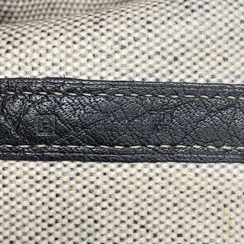 【6fd5983】エルメス トートバッグ ガーデンパーティGM トワルアッシュ ブラック シルバー金具 □G刻印【中古】レディース
