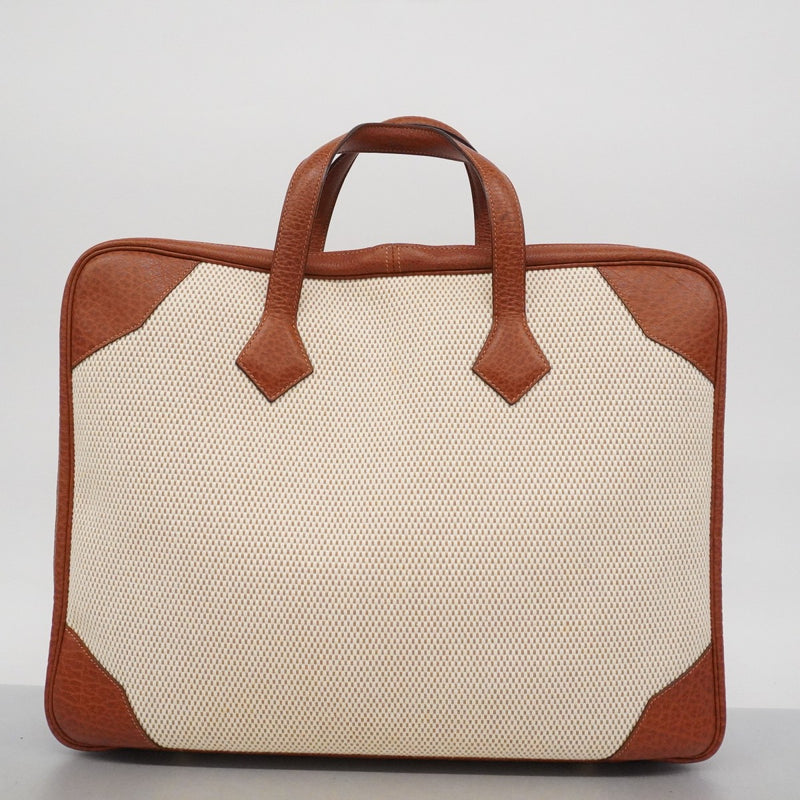 【6fd6000】エルメス ハンドバッグ ヴィクトリア45 トワルGM マロン ゴールド金具 □F刻印【中古】メンズ レディース ユニセックス