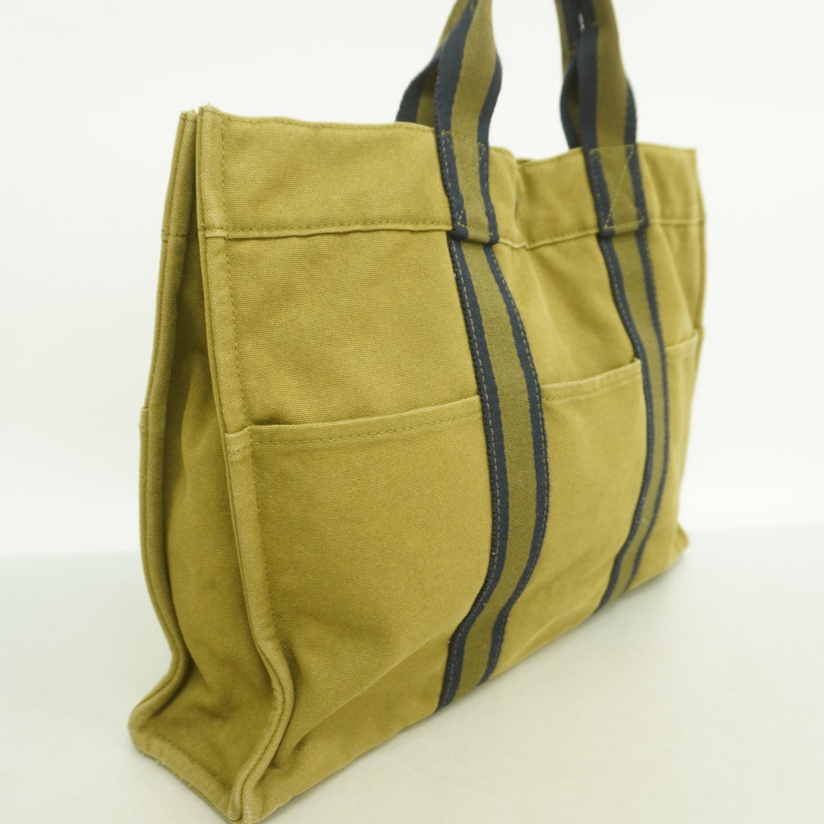 【6fd6011】エルメス トートバッグ フールトゥMM キャンバス カーキ シルバー金具【中古】メンズ レディース ユニセックス