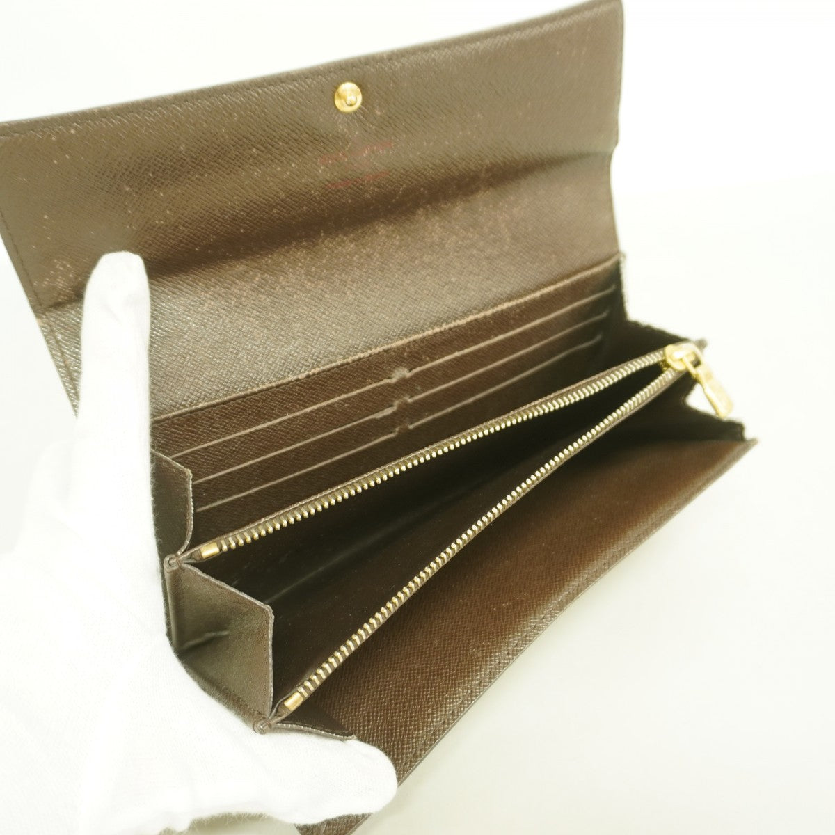 【6fd6015】ルイヴィトン 長財布 ダミエ ポルトフォイユサラ N61734 エベヌ【中古】レディース
