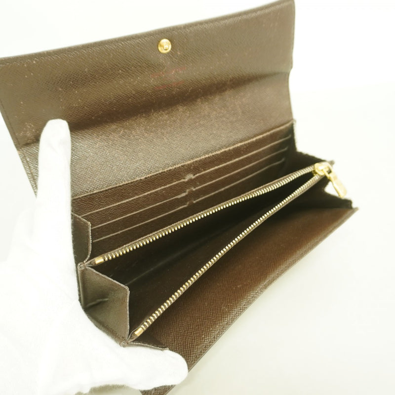 【6fd6015】ルイヴィトン 長財布 ダミエ ポルトフォイユサラ N61734 エベヌ【中古】レディース