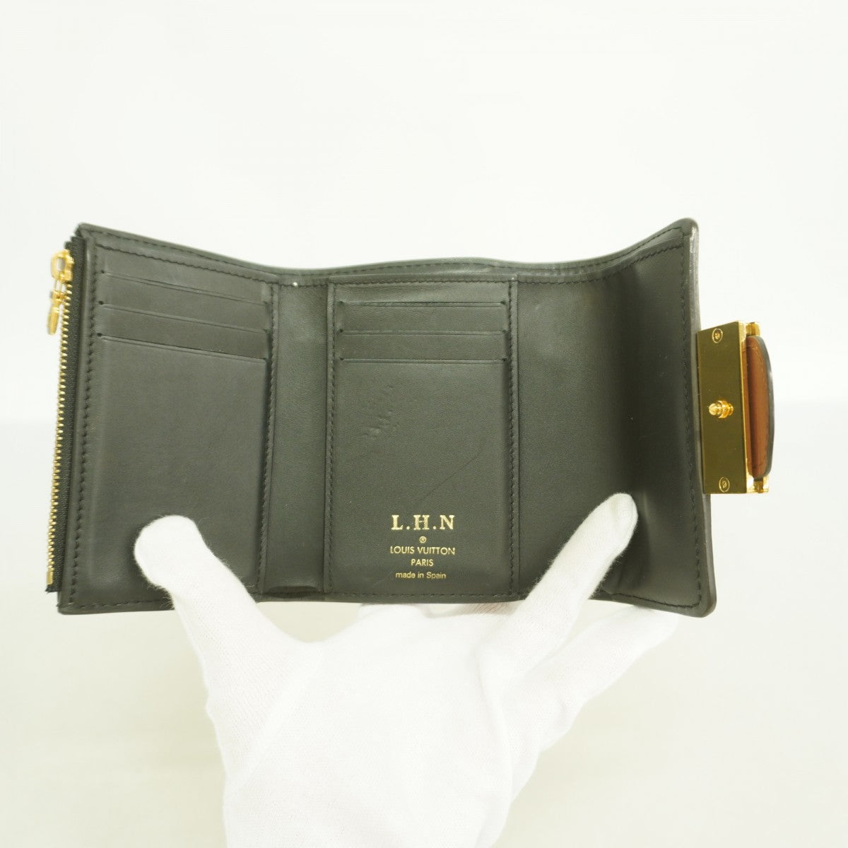 【6fd6016】ルイヴィトン 三つ折り財布 モノグラム・リバース ポルトフォイユドーフィーヌコンパクト M68725 ブラウン【中古】レディース