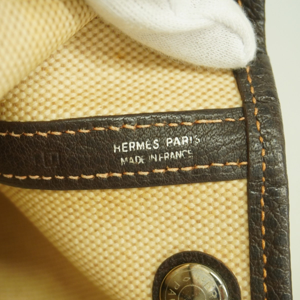 【6fd6029】エルメス トートバッグ ガーデンパーティTPM トワルアッシュ ブラウン シルバー金具 □I刻印【中古】メンズ レディース ユニセックス