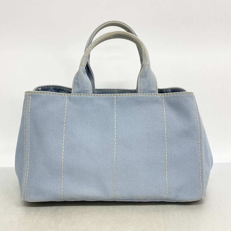 【6fd6038】プラダ トートバッグ カナパ キャンバス スカイブルー ゴールド金具【中古】レディース