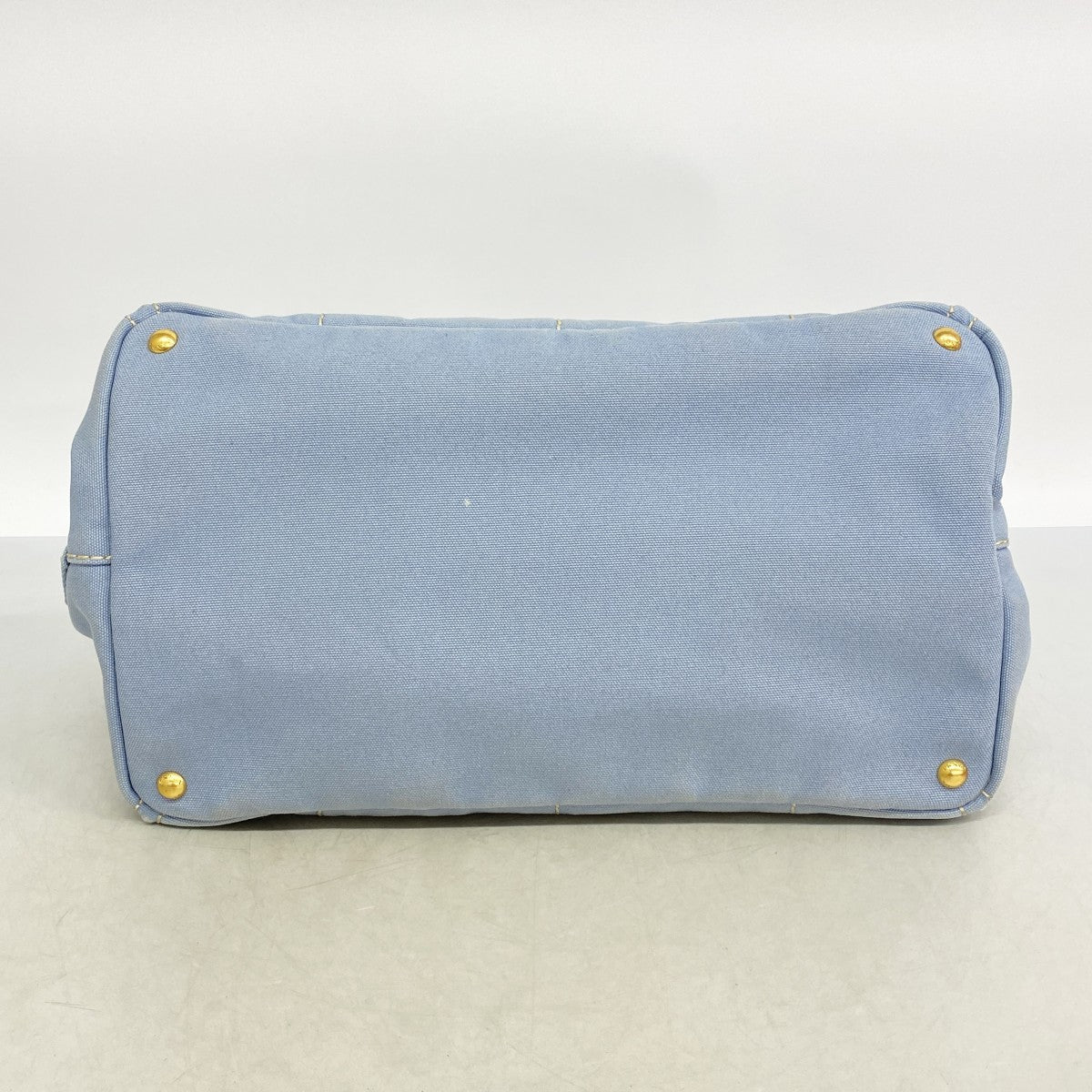 【6fd6038】プラダ トートバッグ カナパ キャンバス スカイブルー ゴールド金具【中古】レディース
