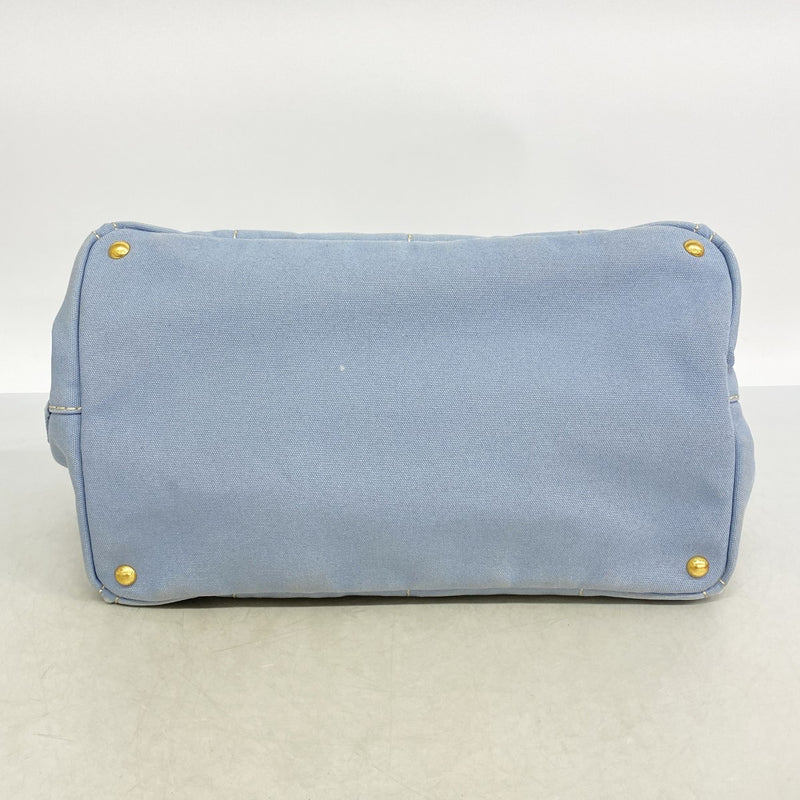 【6fd6038】プラダ トートバッグ カナパ キャンバス スカイブルー ゴールド金具【中古】レディース