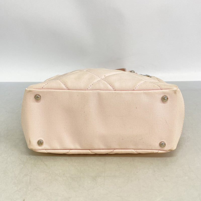 【6fd6039】シャネル トートバッグ パリビアリッツ キャンバス ピンク シルバー金具【中古】レディース