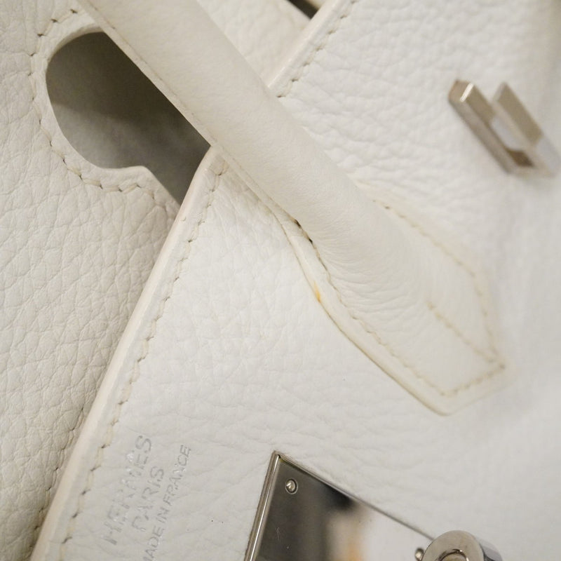 【6fd6056】エルメス ハンドバッグ バーキン30 トゴ ホワイト シルバー金具 □L刻印【中古】レディース