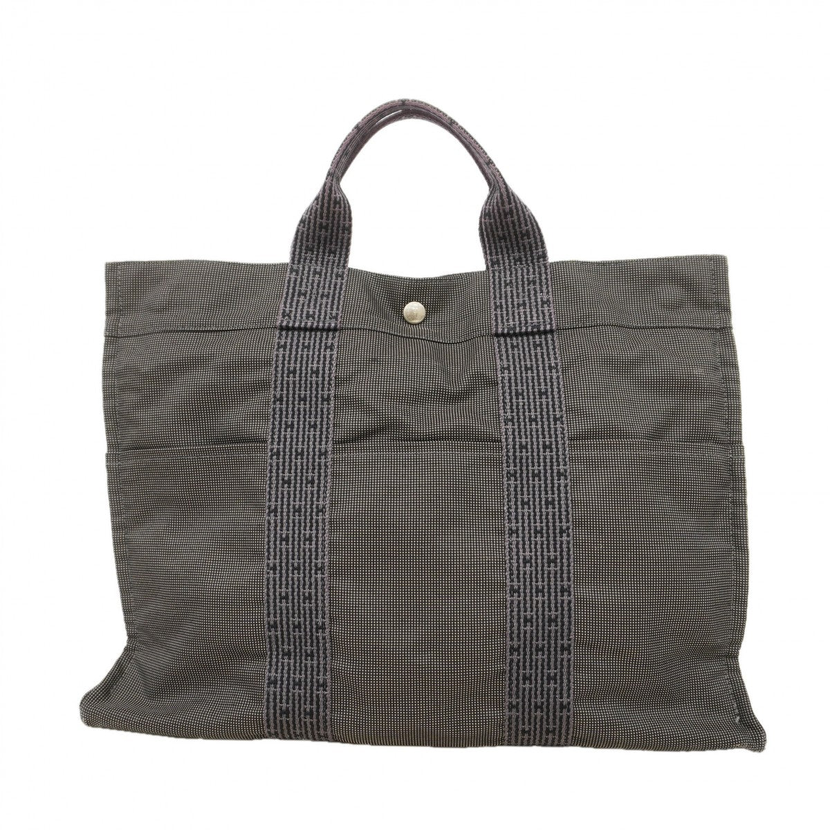 【6fd6068】エルメス トートバッグ エールラインMM キャンバス グレー シルバー金具【中古】メンズ レディース ユニセックス