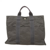 【6fd6068】エルメス トートバッグ エールラインMM キャンバス グレー シルバー金具【中古】メンズ レディース ユニセックス