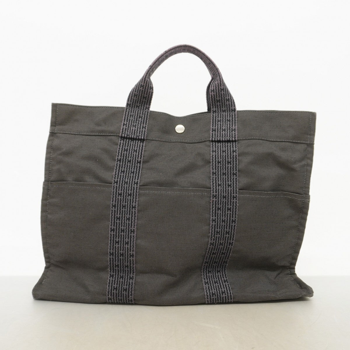 【6fd6068】エルメス トートバッグ エールラインMM キャンバス グレー シルバー金具【中古】メンズ レディース ユニセックス