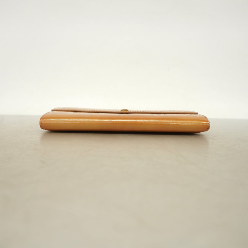 【6fd6075】ルイヴィトン 長財布 ヴェルニ ポシェットポルトモネクレディ M91380 ノワゼット【中古】レディース