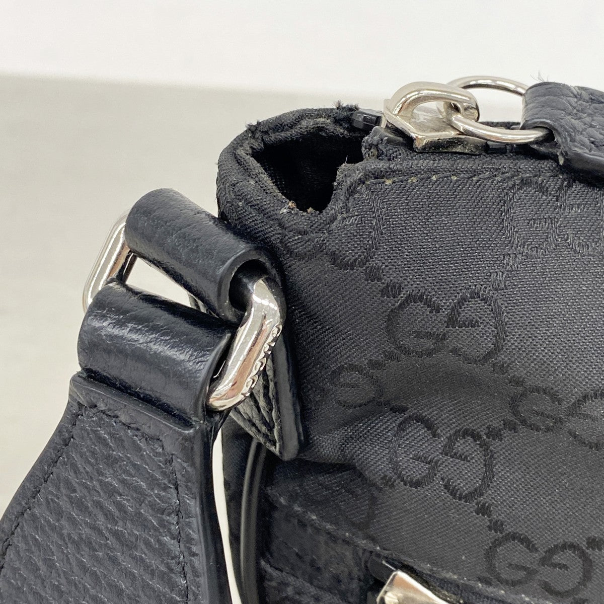 【6fd6086】グッチ ショルダーバッグ GGナイロン 449183 ナイロン ブラック シルバー金具【中古】レディース
