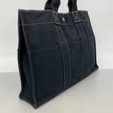【6fd6098】エルメス トートバッグ ドーヴィルMM キャンバス ブラック シルバー金具【中古】メンズ レディース ユニセックス