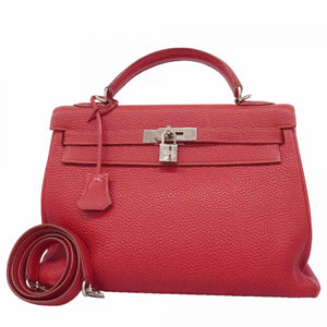 ★SALE【6fd6109】エルメス ハンドバッグ ケリー32 トゴ ルージュカザック シルバー金具 □G刻印 2wayバッグ【中古】レディース