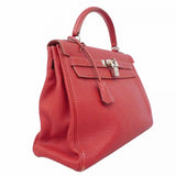 【6fd6109】エルメス ハンドバッグ ケリー32 トゴ ルージュカザック シルバー金具 □G刻印 2wayバッグ【中古】レディース