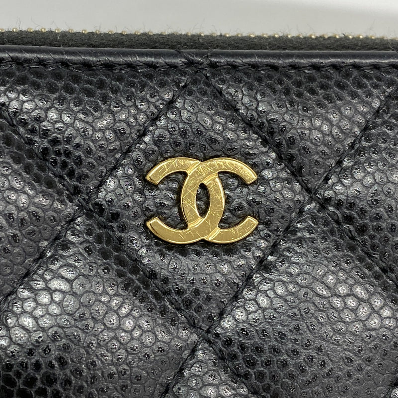 【6fd6121】シャネル コインケース マトラッセ キャビアスキン ブラック ゴールド金具【中古】レディース