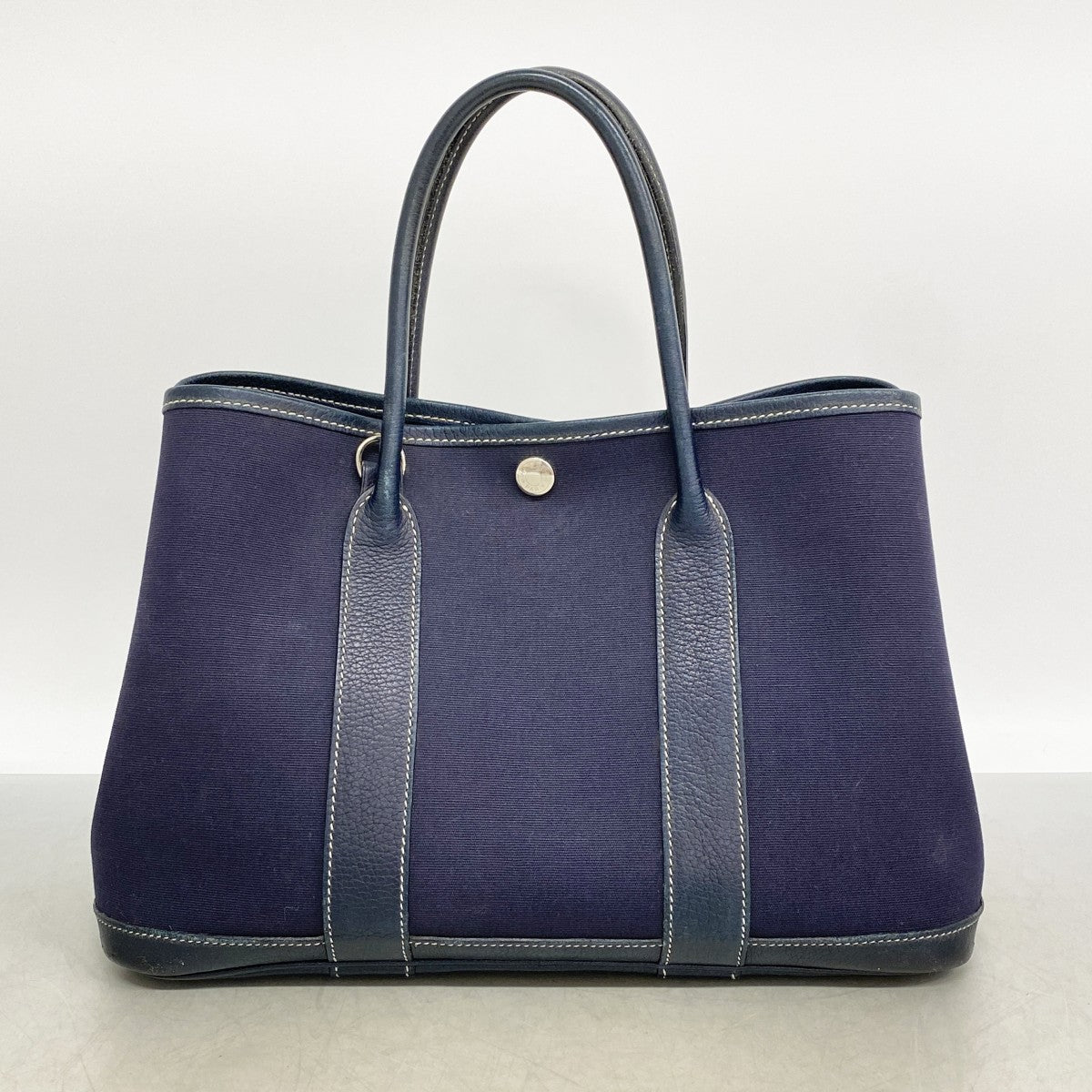 【6fd6122】エルメス ハンドバッグ ガーデンパーティTPM トワルオフィシエ ネイビー シルバー金具 □I刻印【中古】メンズ レディース ユニセックス