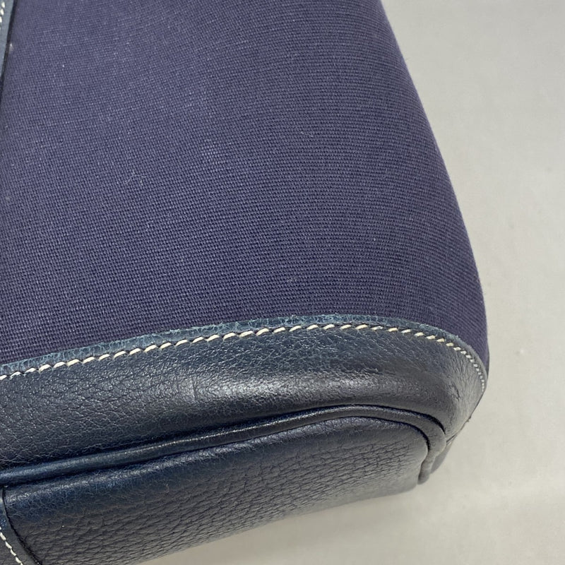 【6fd6122】エルメス ハンドバッグ ガーデンパーティTPM トワルオフィシエ ネイビー シルバー金具 □I刻印【中古】メンズ レディース ユニセックス