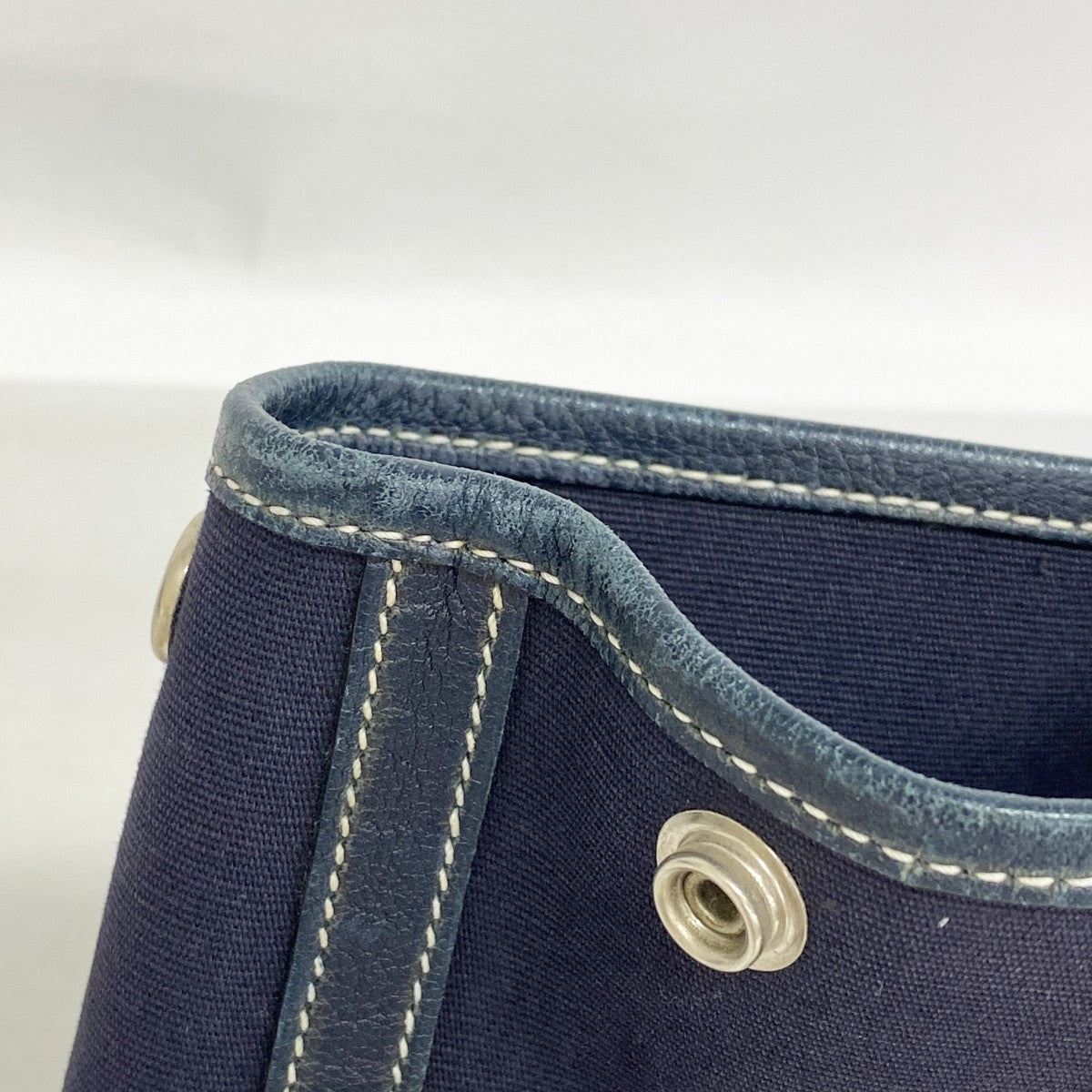【6fd6122】エルメス ハンドバッグ ガーデンパーティTPM トワルオフィシエ ネイビー シルバー金具 □I刻印【中古】メンズ レディース ユニセックス