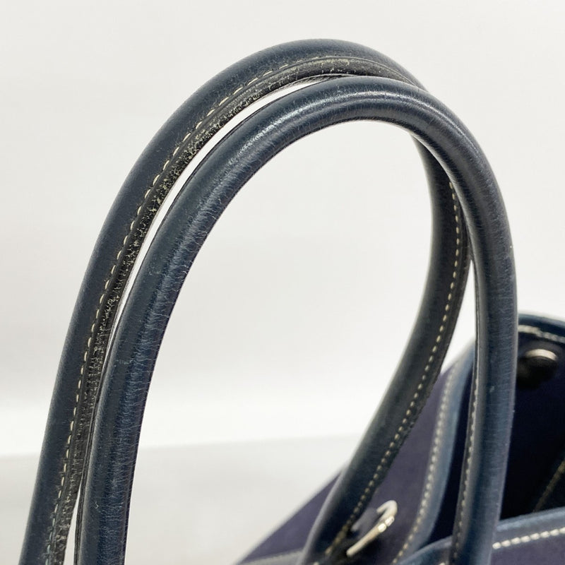 【6fd6122】エルメス ハンドバッグ ガーデンパーティTPM トワルオフィシエ ネイビー シルバー金具 □I刻印【中古】メンズ レディース ユニセックス