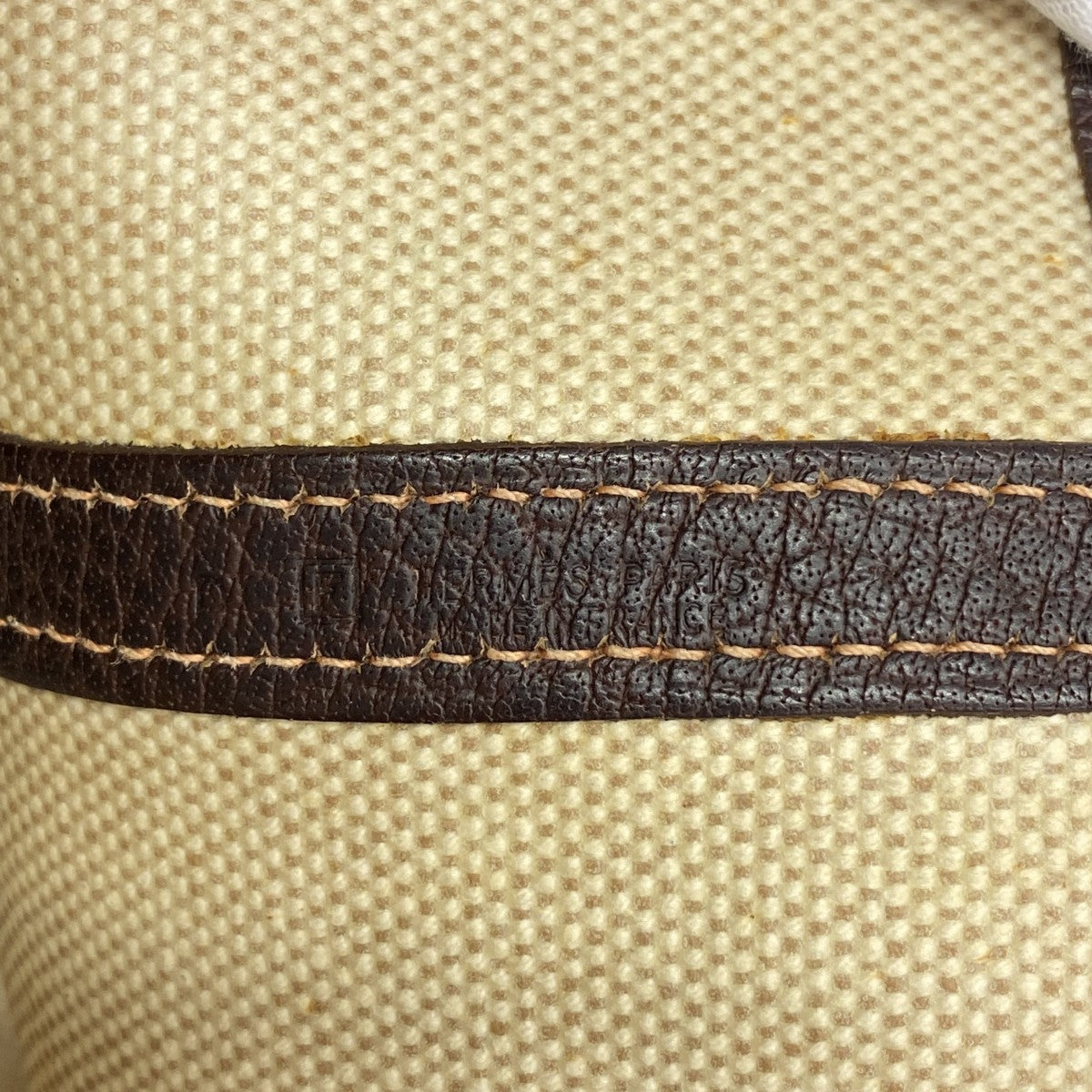 【6fd6123】エルメス トートバッグ ガーデンパーティPM トワルアッシュ ブラウン シルバー金具 □F刻印【中古】レディース