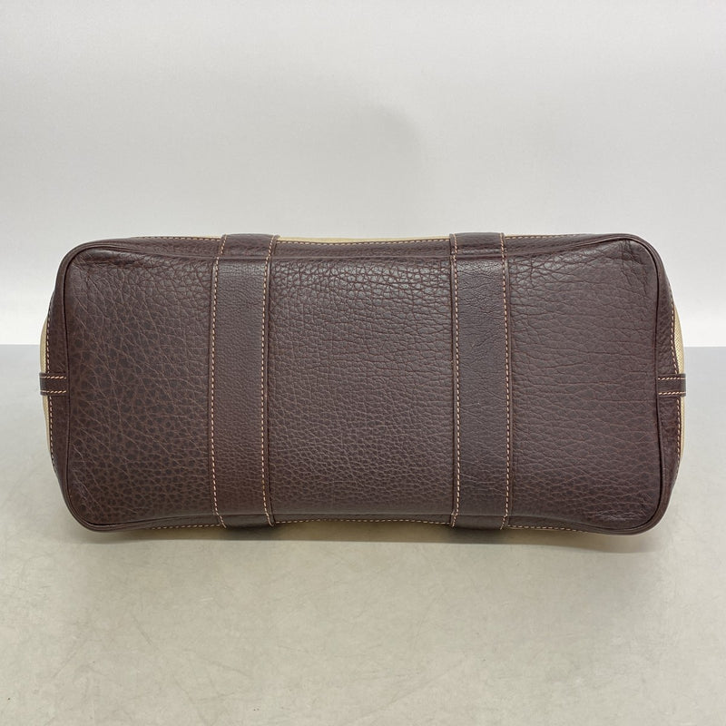 【6fd6123】エルメス トートバッグ ガーデンパーティPM トワルアッシュ ブラウン シルバー金具 □F刻印【中古】レディース