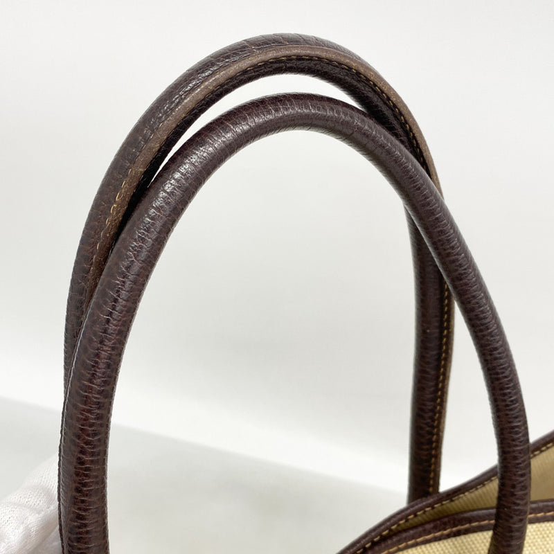 【6fd6123】エルメス トートバッグ ガーデンパーティPM トワルアッシュ ブラウン シルバー金具 □F刻印【中古】レディース