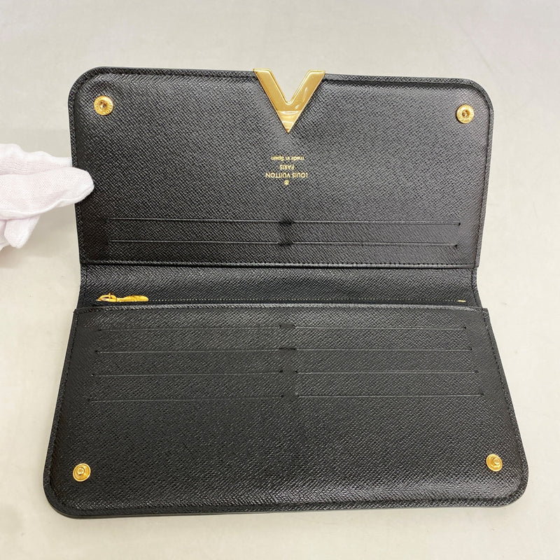 【6fd6129】ルイヴィトン 長財布 モノグラム ポルトフォイユキモノ M56175 ブラウン ノワール【中古】レディース