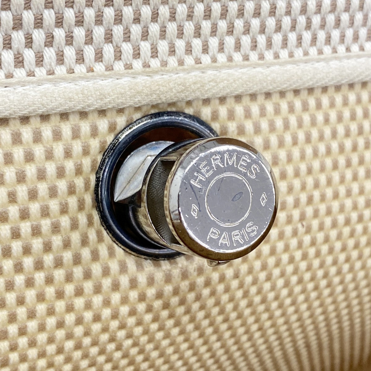 【6fd6132】エルメス ハンドバッグ エールバッグMM トワルGM ナチュラル シルバー金具 □G刻印【中古】メンズ レディース ユニセックス