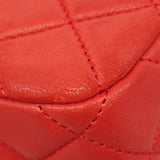 【6fd6173】シャネル ショルダーバッグ マトラッセ Wチェーン ラムスキン レッド シャンパンゴールド金具【中古】レディース